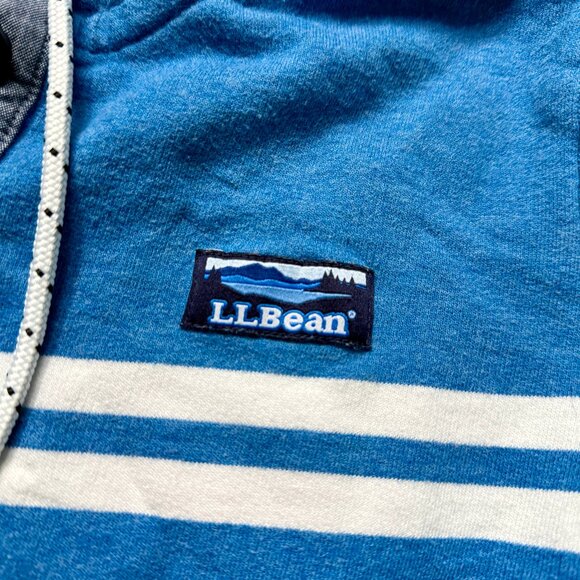 L.L. Bean Women's Soft Cotton Rugby Hoodie - Blue/White - Picture 3 of 6